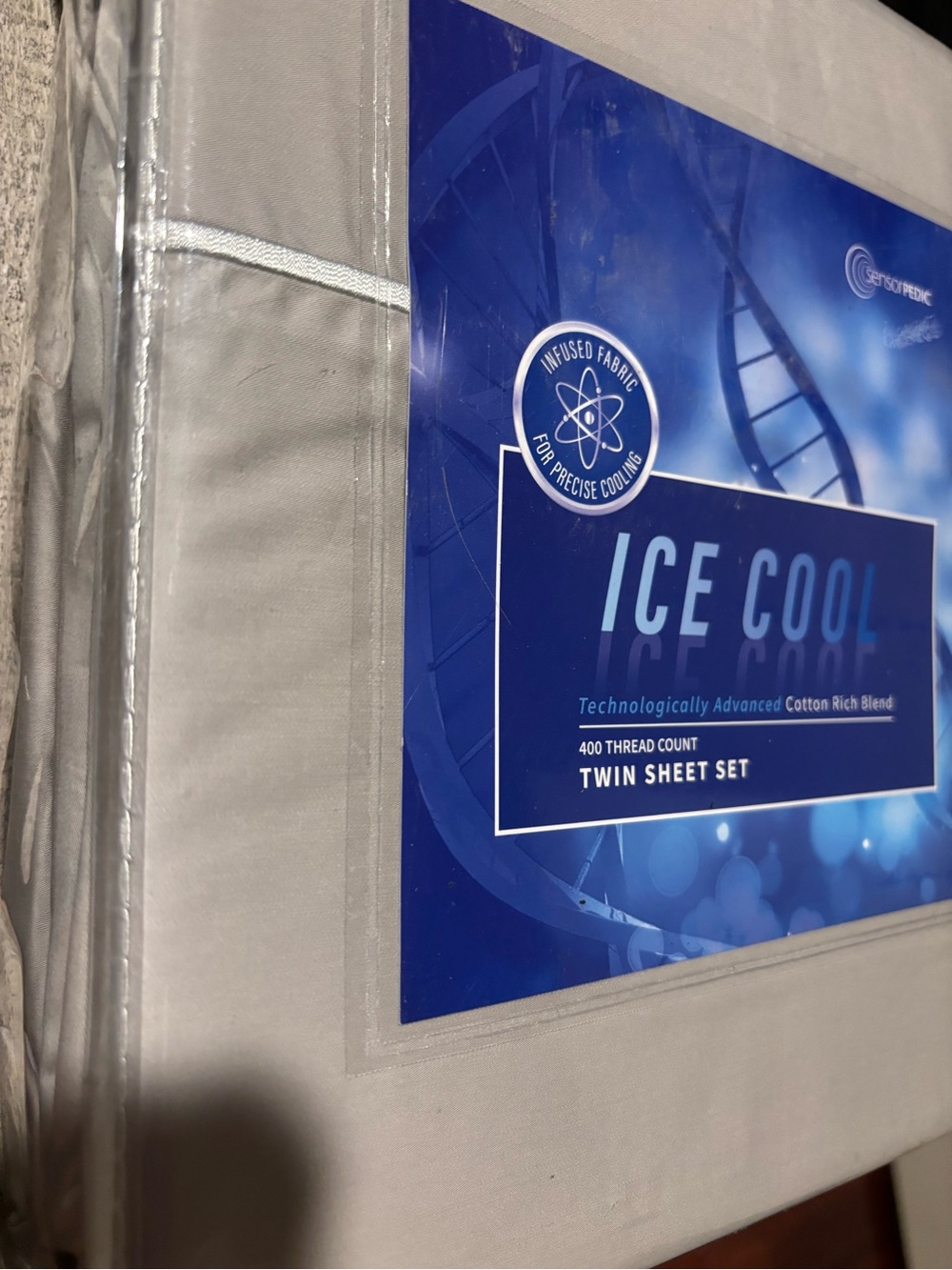 Ice cool technology 400 thread count twin sheet set, gray, BNWT - Picture 2 of 3